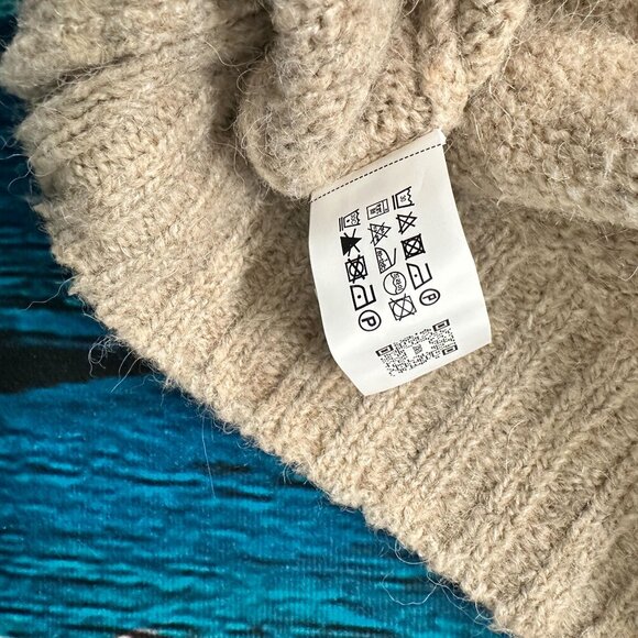 Zara Tan Wool Alpaca Blend Crewneck Sweater Size Large - Picture 9 of 12
